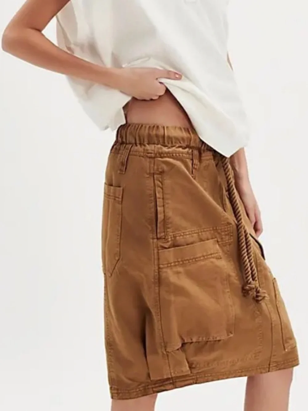 NEW w/tags! Free  People Tobacco Cargo Knee-Length Skirt L 12